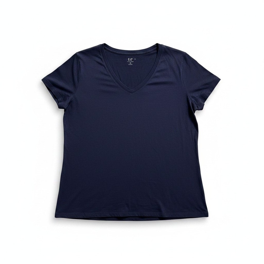 GAP XXL Navy Blue V-Neck Short Sleeve T-Shirt Womens Casual Essential Tunic